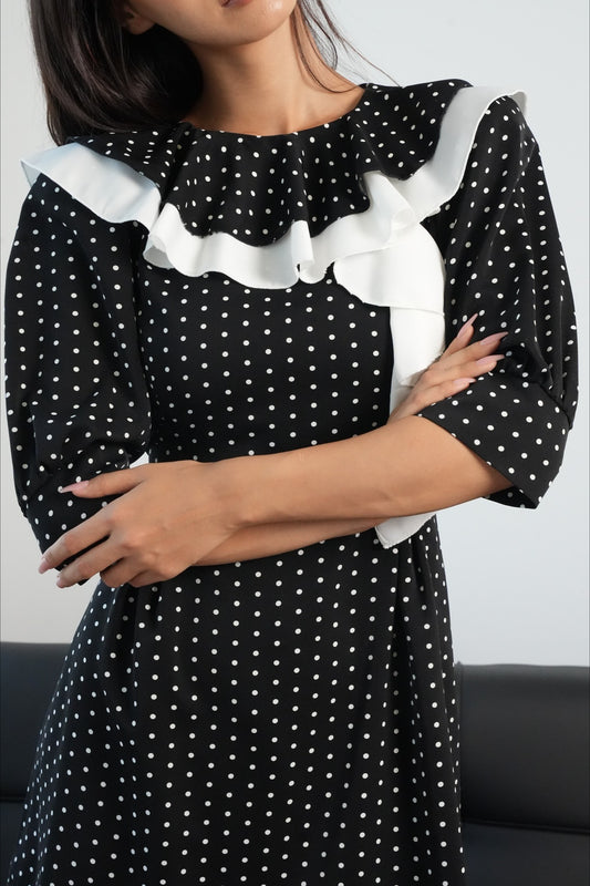 Vintage Minikleid mit Puffärmeln und Polka-Dots