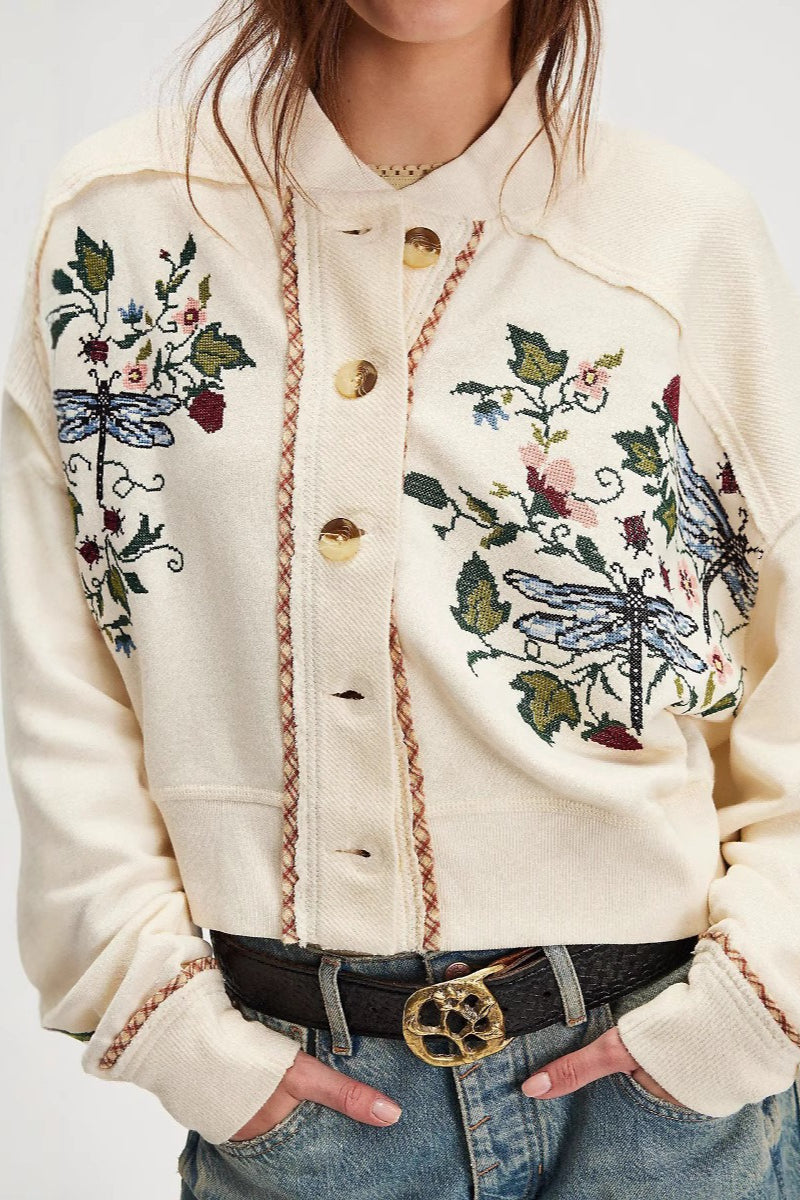 Embroidered Floral Cardigan