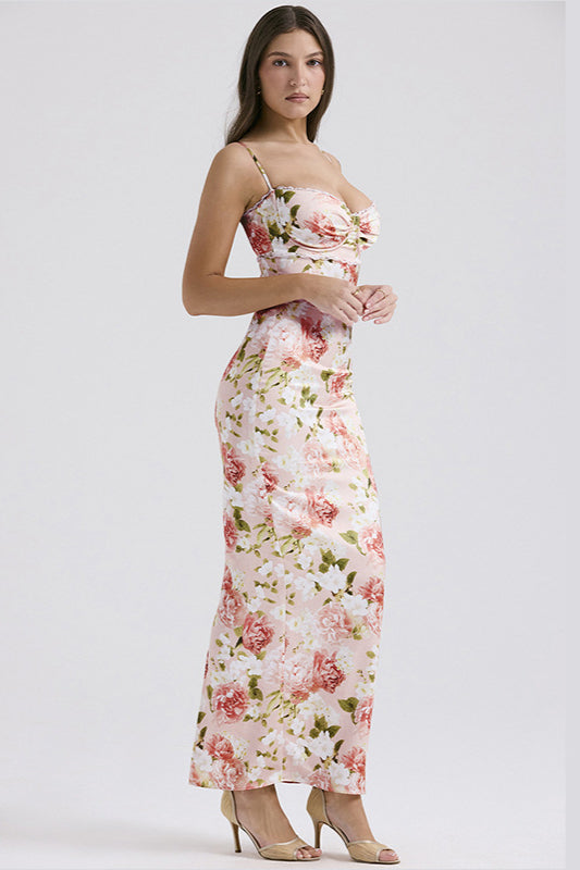 Maxikleid mit Camisole-Ausschnitt und Blumenspitze