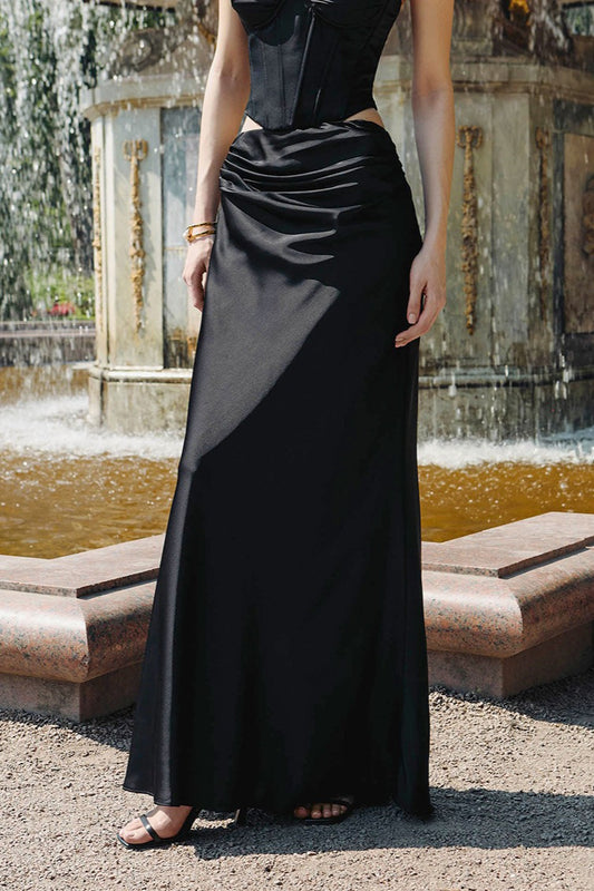 Ankle-Length Satin Pencil Skirt