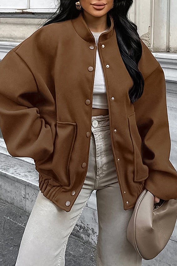 Thick Wool Brown Elastic Hem Coat coats