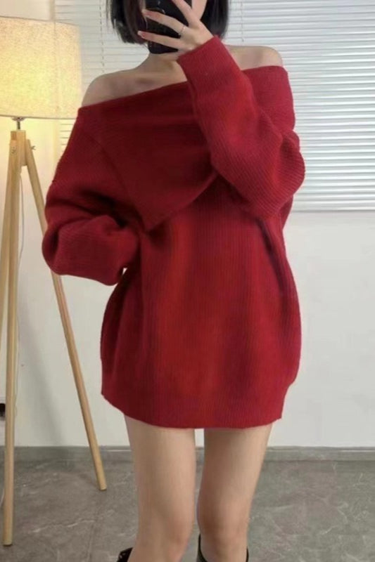 Lässiges, unkompliziertes Midi-Strickkleid mit U-Boot-Ausschnitt