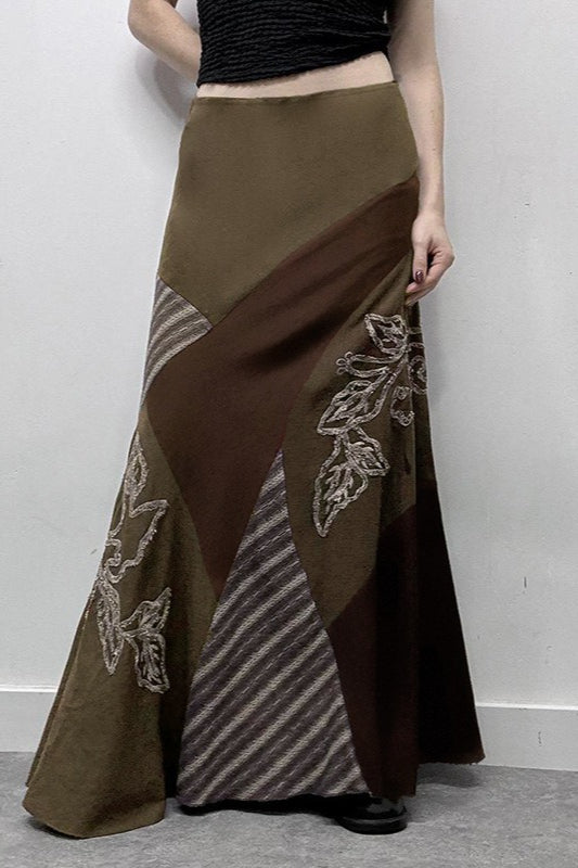 Maxirock aus bedrucktem Strick-Patchwork