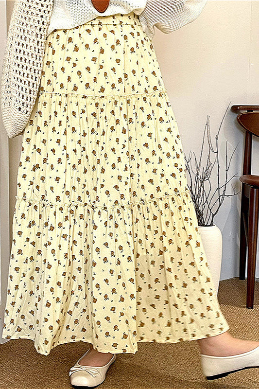 Plus Size Blumenmuster Rock mit hohem Bund und Stufenmuster