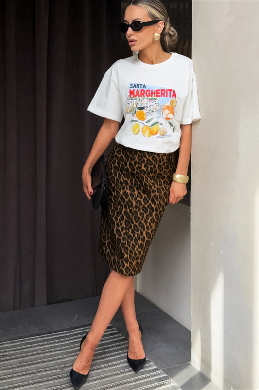 Leopard Pencil Midi Skirt