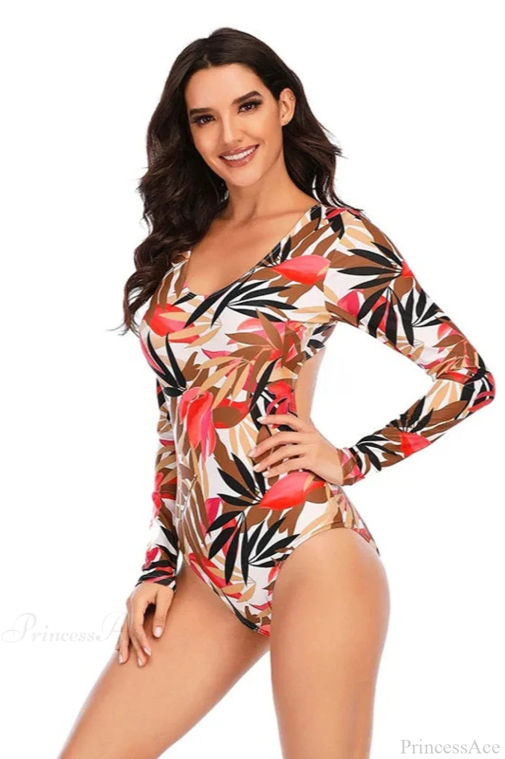 Backless Print Surfing One Piece Set white / S
