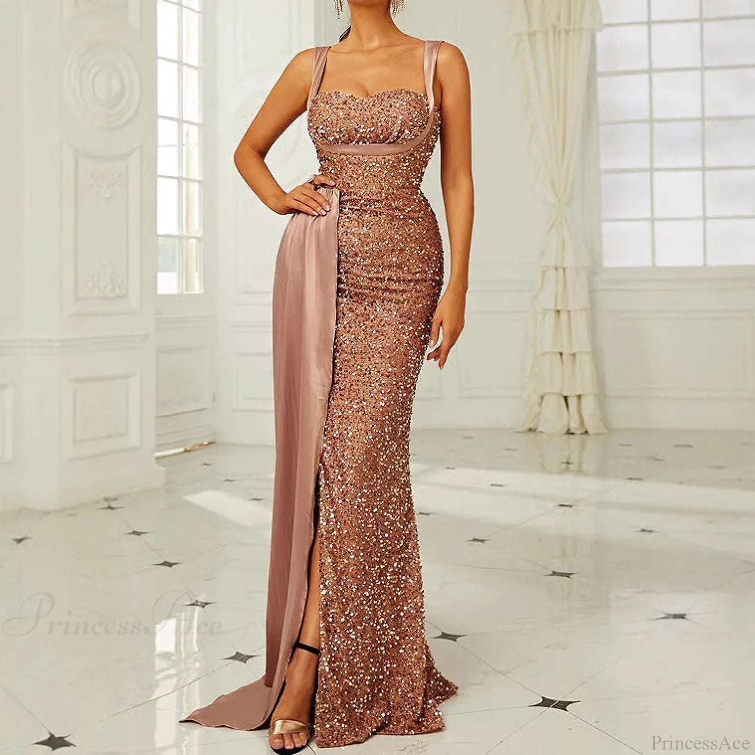 Backless Sequin Mermaid Prom Dress promdress-250223