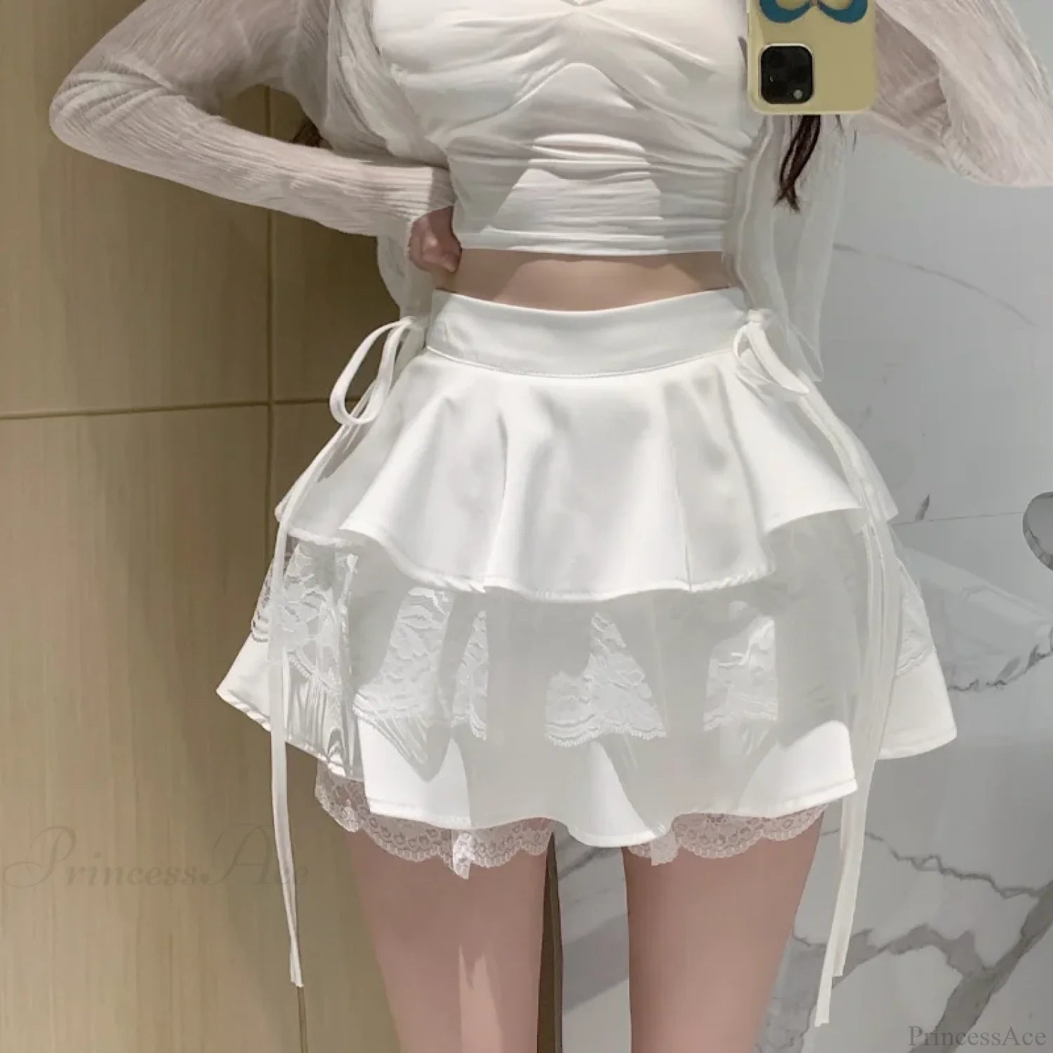 Bandage Lace Lolita Skirt White / S
