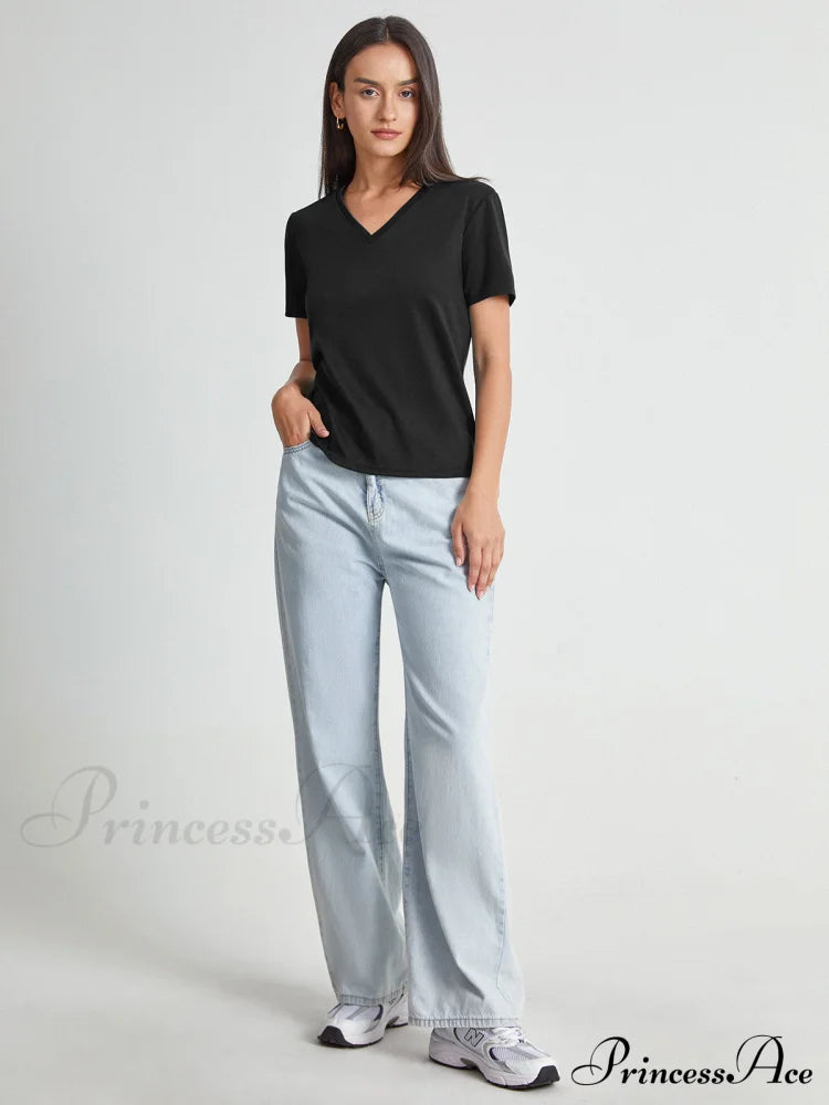 Basic Everyday Graceful V-Neck T-Shirt T-Shirts