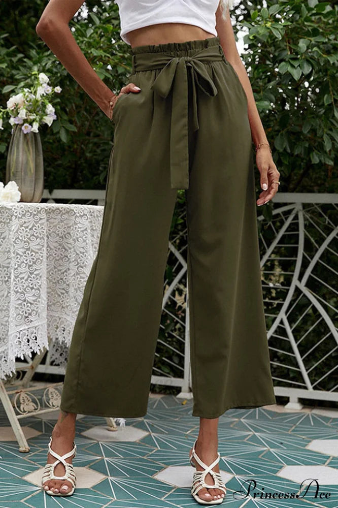 Basic Wide Leg Charming Pants With Belt