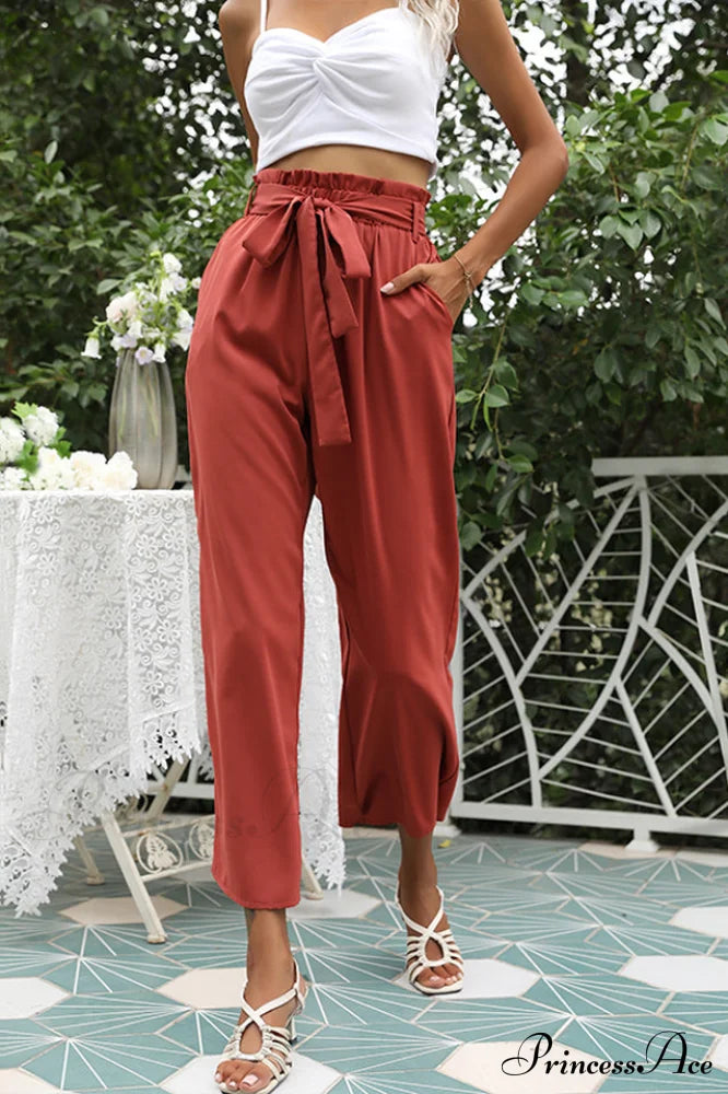 Basic Wide Leg Charming Pants With Belt