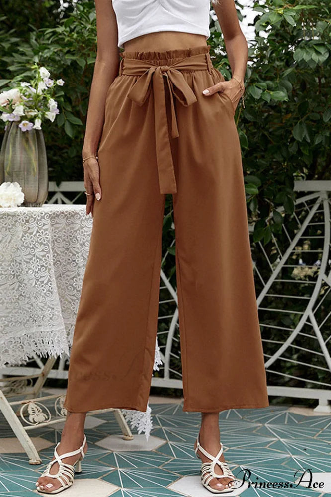 Basic Wide Leg Charming Pants With Belt
