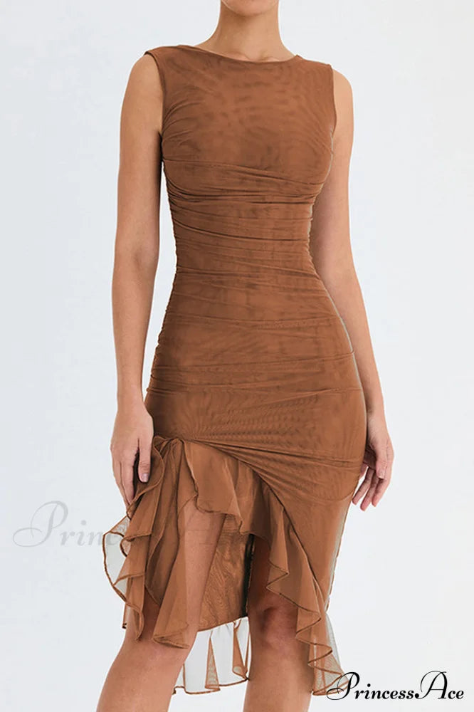 Bay Leaf Ruffle Midi Dress | Dress In Beauty