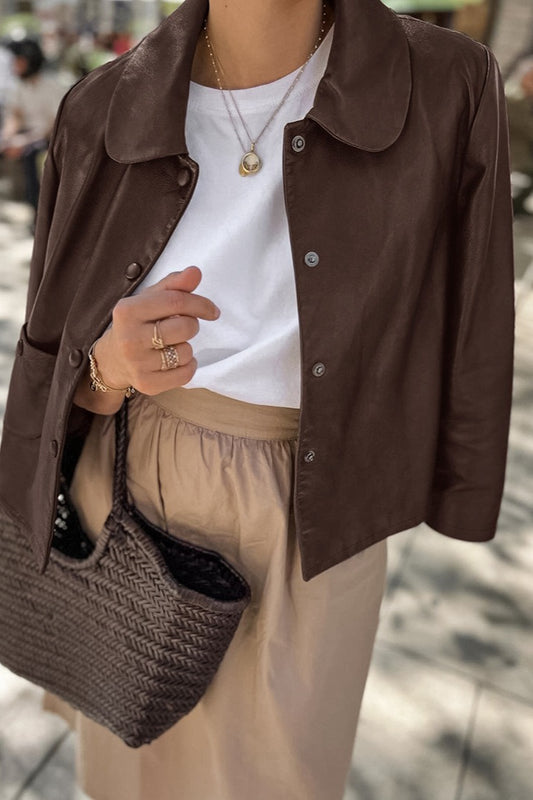 Jacke mit Fleecekragen aus Kunstleder