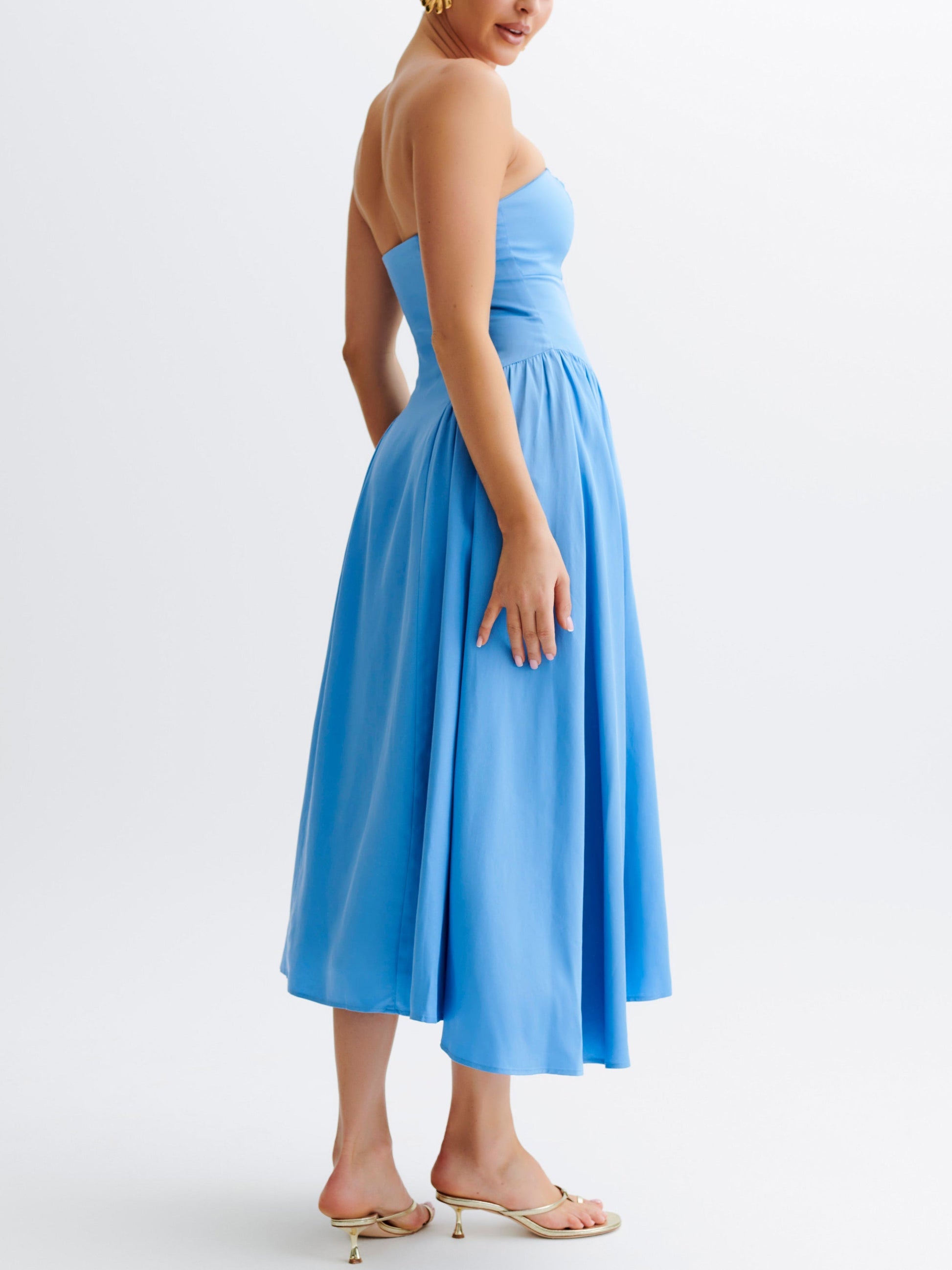 Tube Top Stylish Pleated Midi Dress Dresses