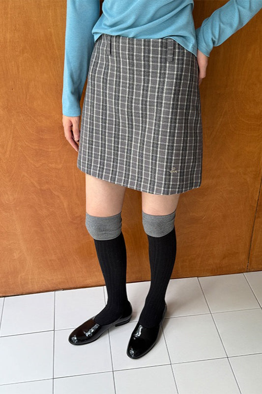 Vintage-Karo-Rock mit hohem Bund und A-Linien-Design