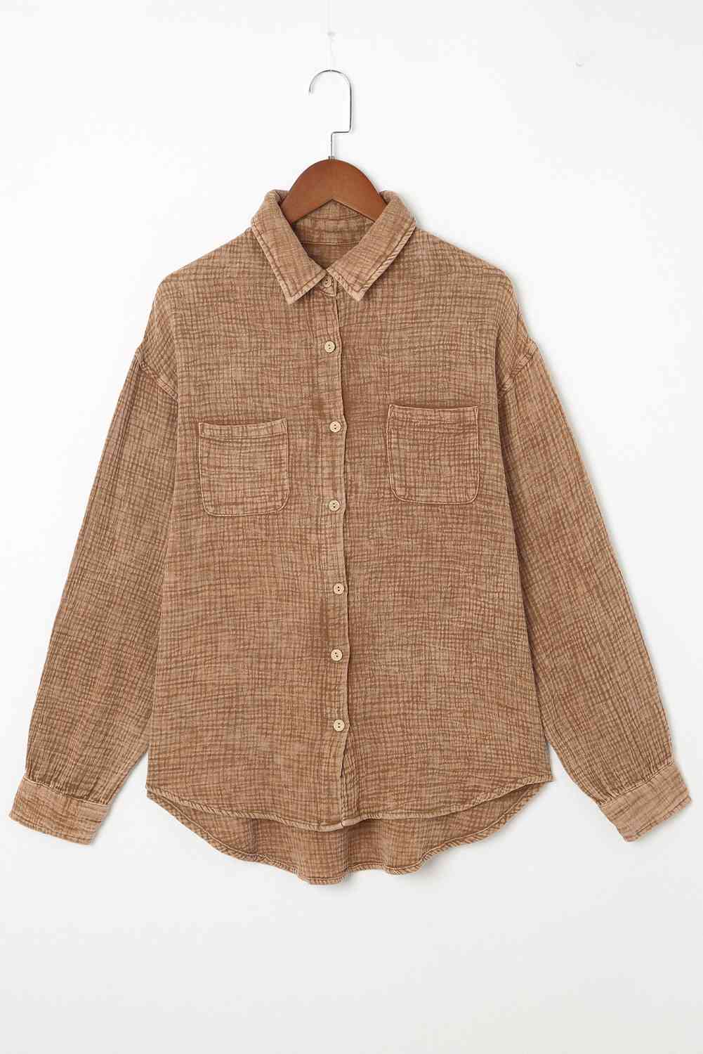 Blouse Textured With Buttons Clothes