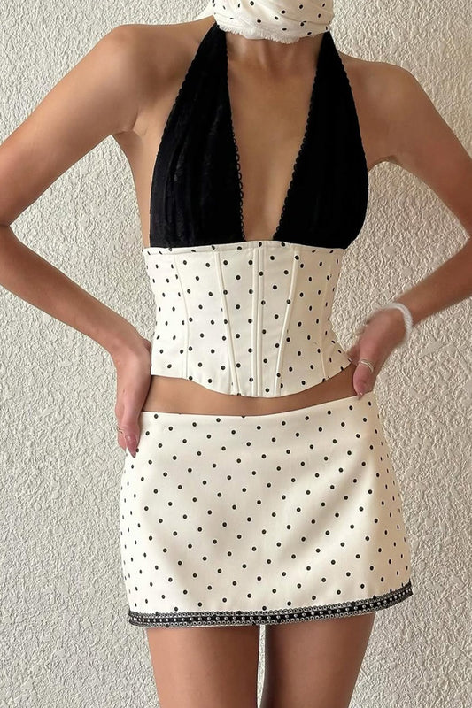 Zweiteiliges Set mit Neckholder und gepunkteter Spitze