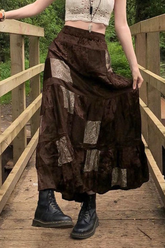 A-Linien-Rock aus bedrucktem Samt