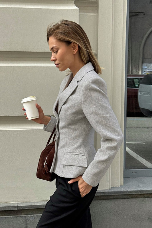 Grauer Vintage-Blazer im Slim Fit