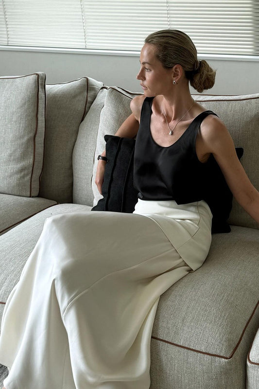 Layered Satin Maxi Skirt