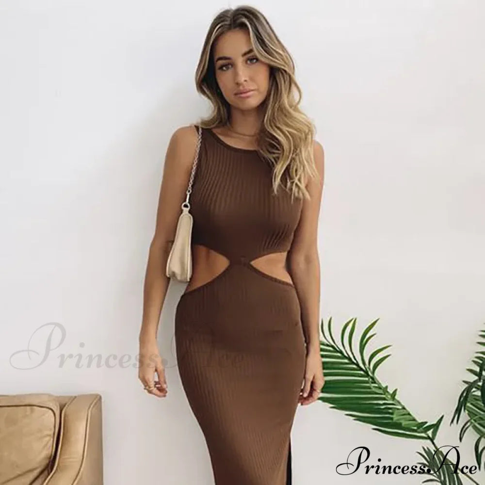 Beach Vacation Long Backless Summer Elegant Woman Clothing Vestidos Cut Out Dress