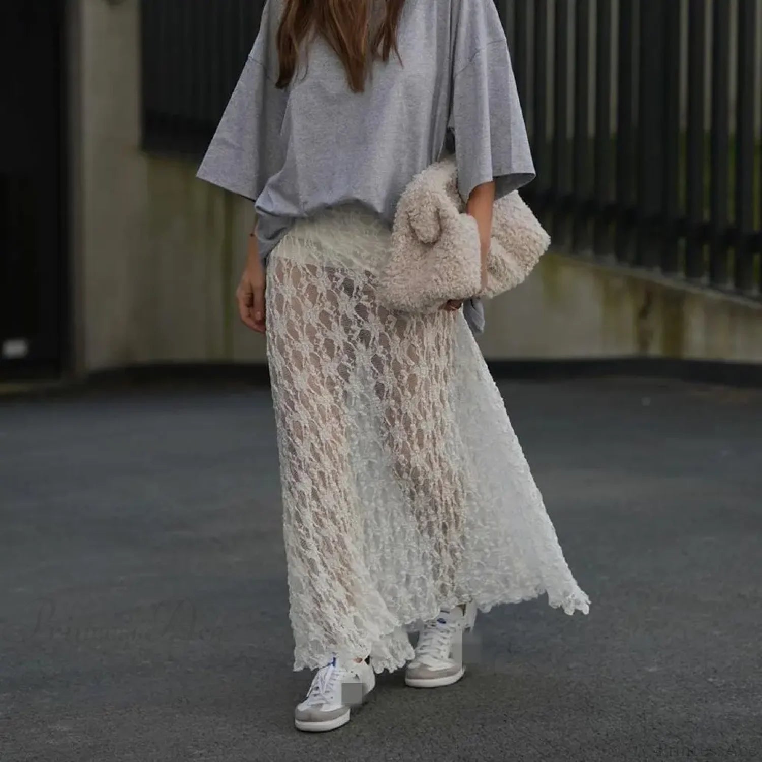 Beachwear Floral Lace Lotus Edge Perspective Long Skirt skirt-250126