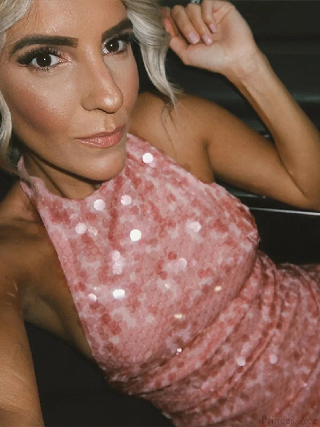 Beaded Sequin Glitter Mini Dress minidress-250223