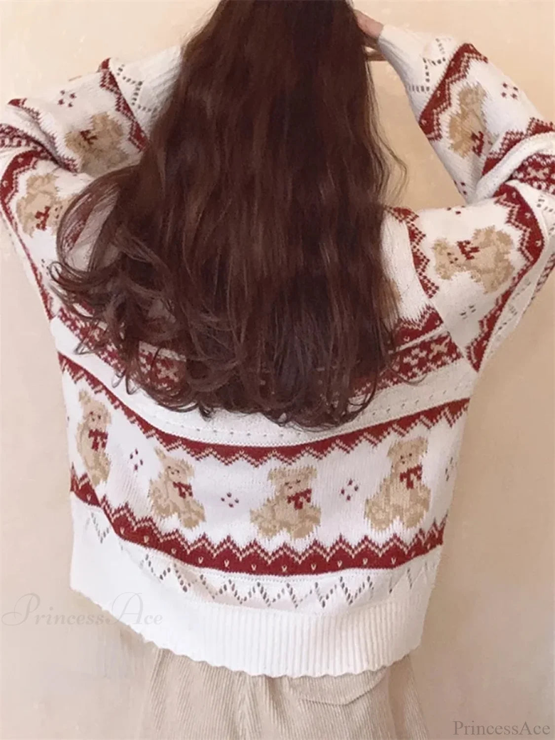 Bear Print Long Sleeve Button-Down Cardigan