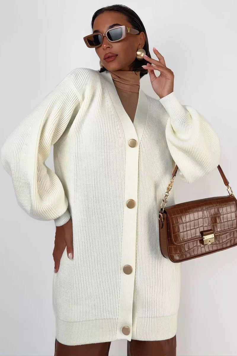 Solid Color Relaxed Knit Cardigan