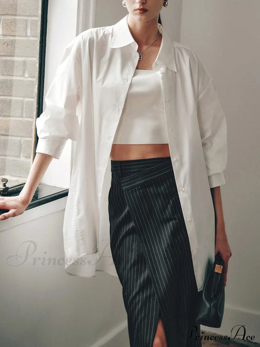 Better Than Good Trendy Oversized Button Down Shirt White / Xs Shirts