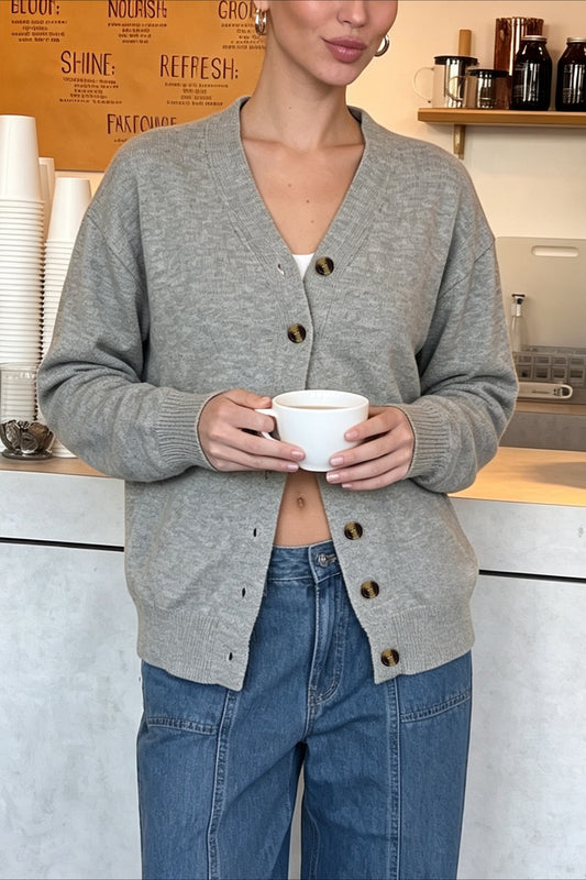 V Neck Label Detail Pocket Cardigans