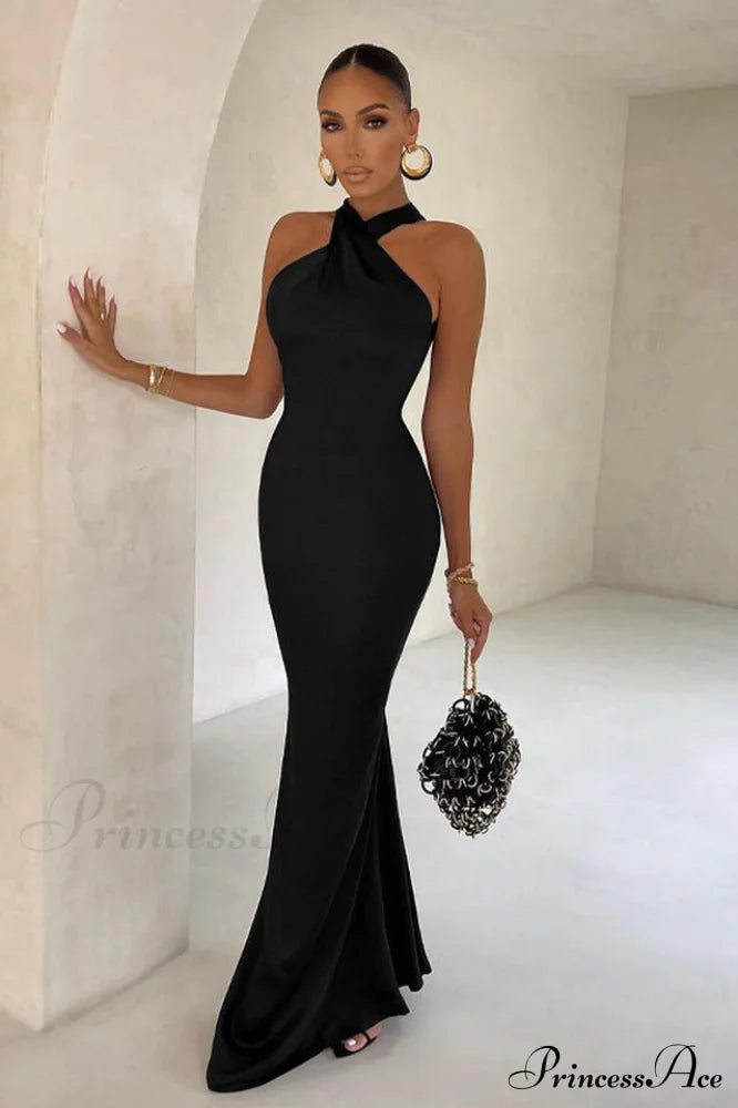 Bianca Cross Over Halter Neck Dress | Dress In Beauty