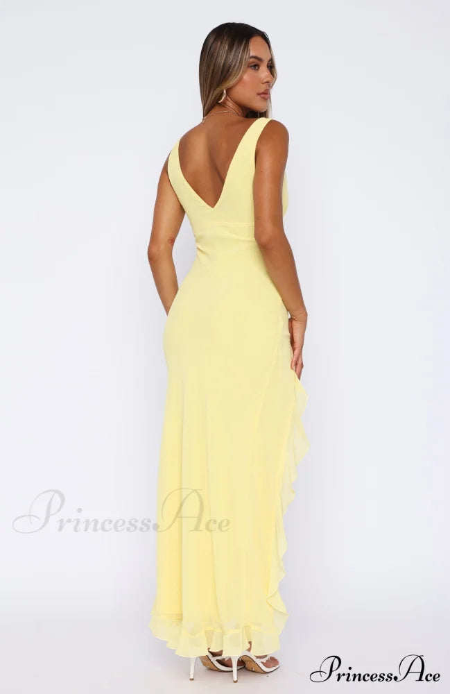 Bianca Slit Stylish Maxi Ruffled Dress