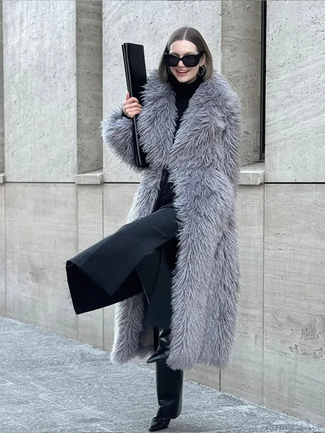 Big Lapel Long Fox Fur Coat
