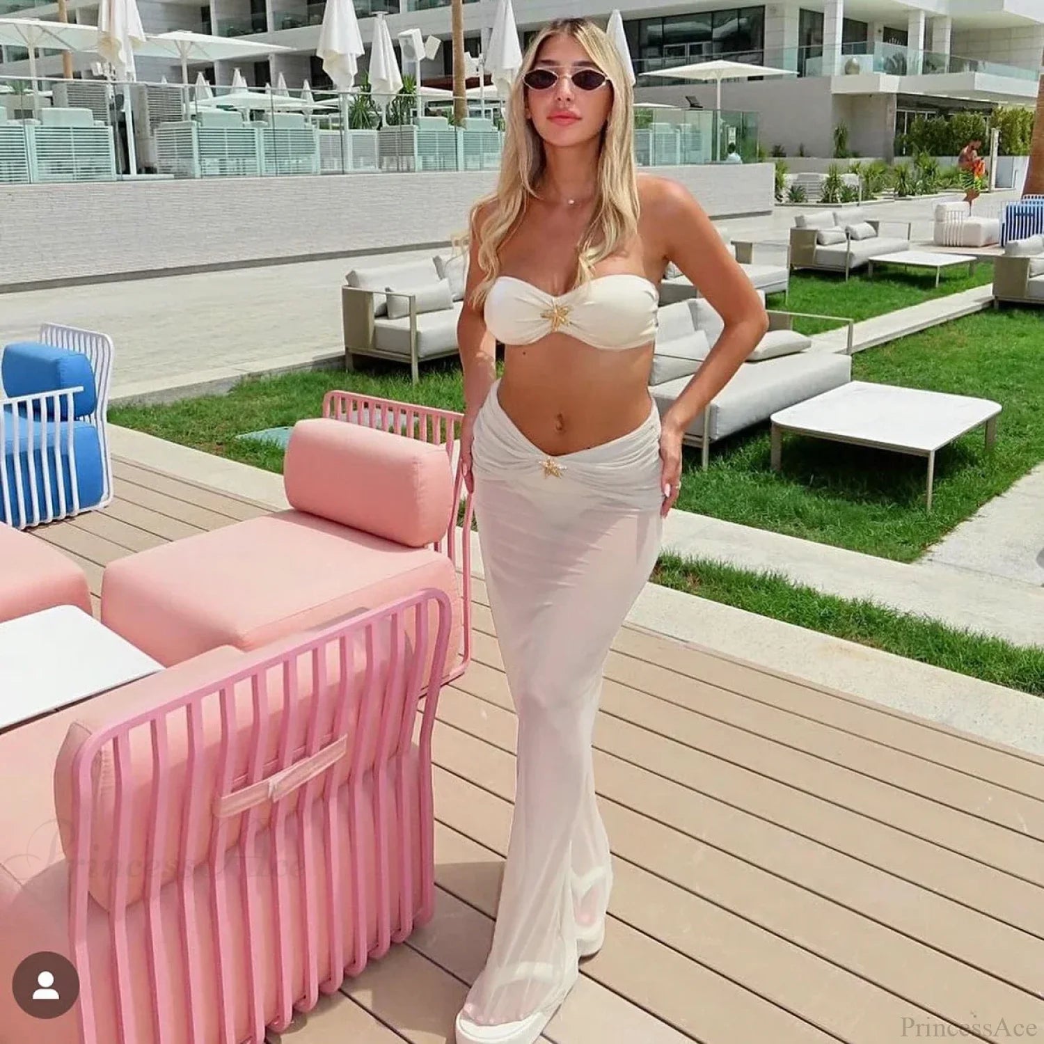 Bikini Set with Maxi Dress Cover Up Three Piece Swimsuit white / S