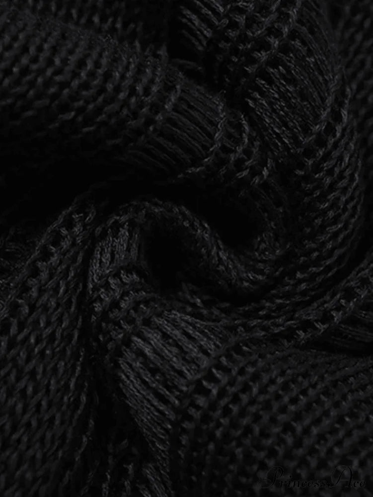 Bishop Sleeve Sweetheart Neck Bodycon Classic Party Mini Dress - Black Sweaters