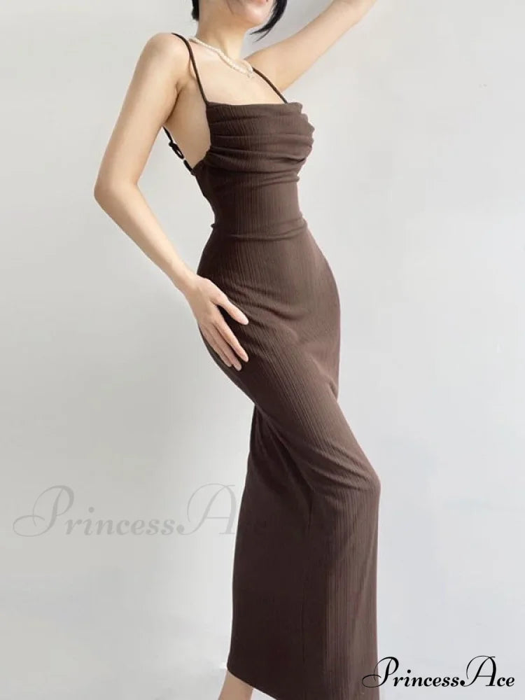 Black Backless Bodycon Dress Coffee Bodycon Dress