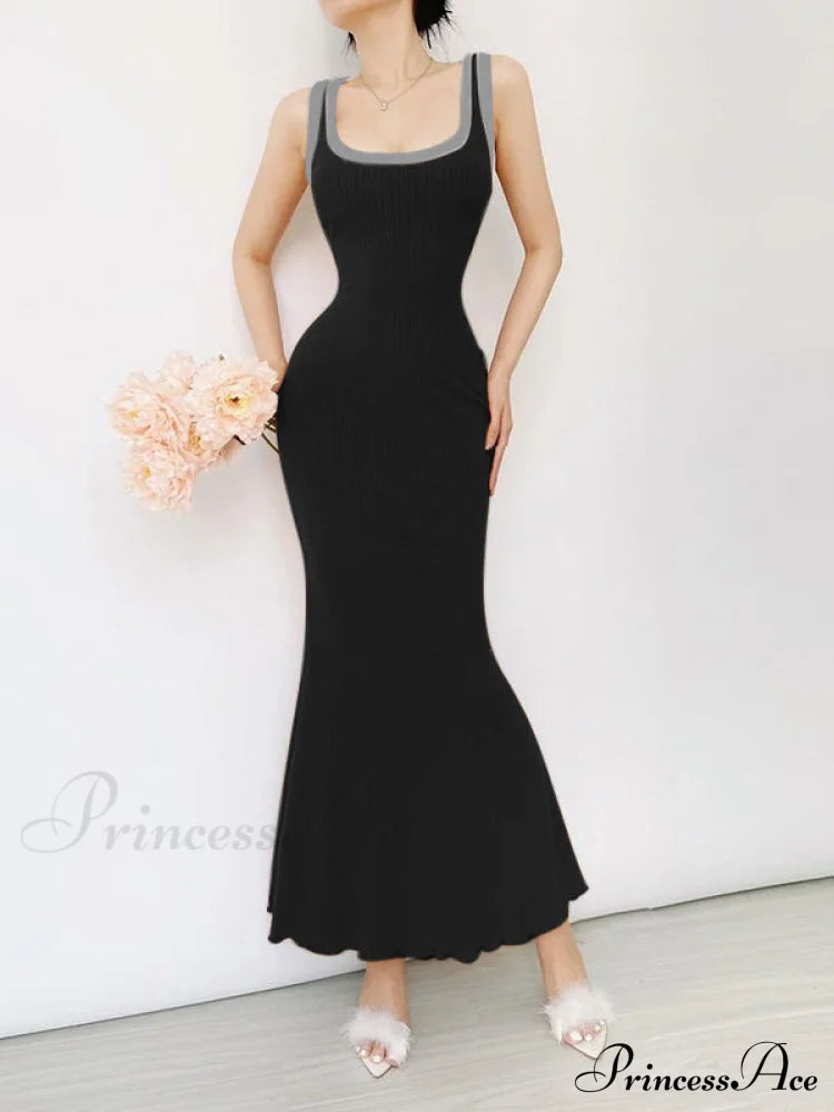 Black Bodycon Dress With Cut Out Detail S / Black Long Bodycon Dress