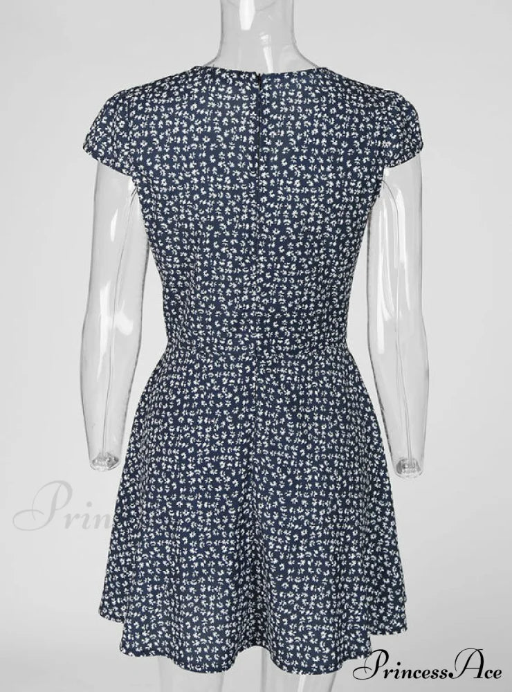 Black Floral Print Short Sleeve Wrap Dress For Women Dresses