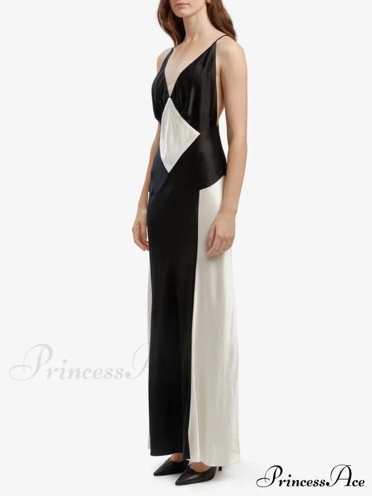 Black Ivory Stylish Contrast Maxi Dress Dresses