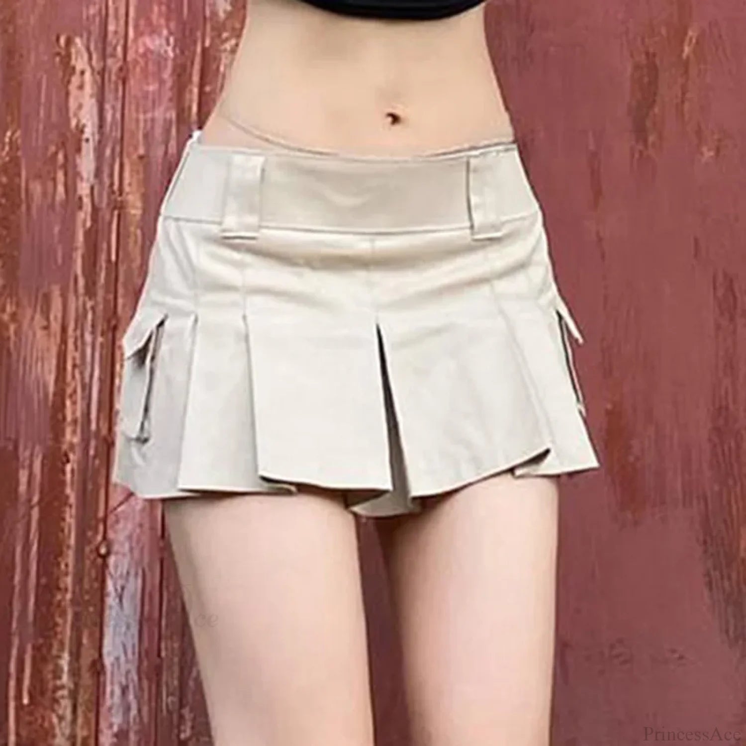 Black Pleated Tennis Style Skirt Khaki / S skirts-250223
