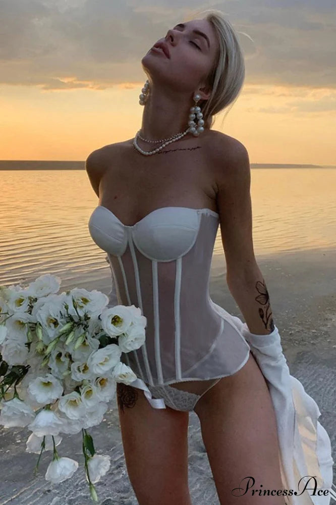 Black Sheer Stylish Corset Bustier