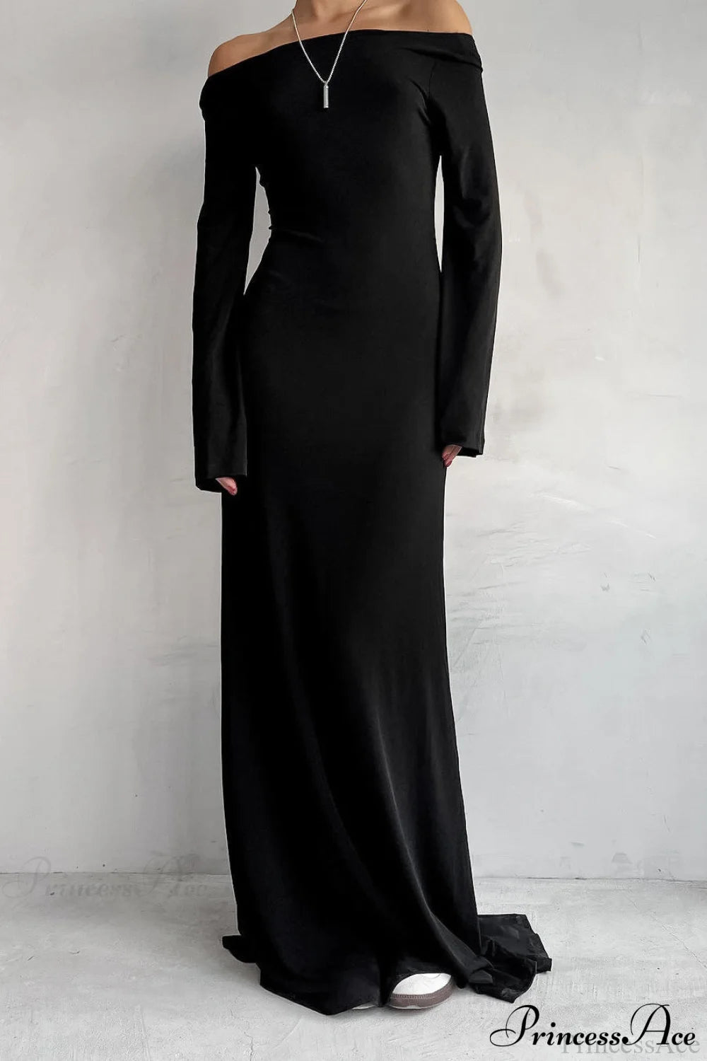 Black Sleek Knit Bodycon Maxi Dress