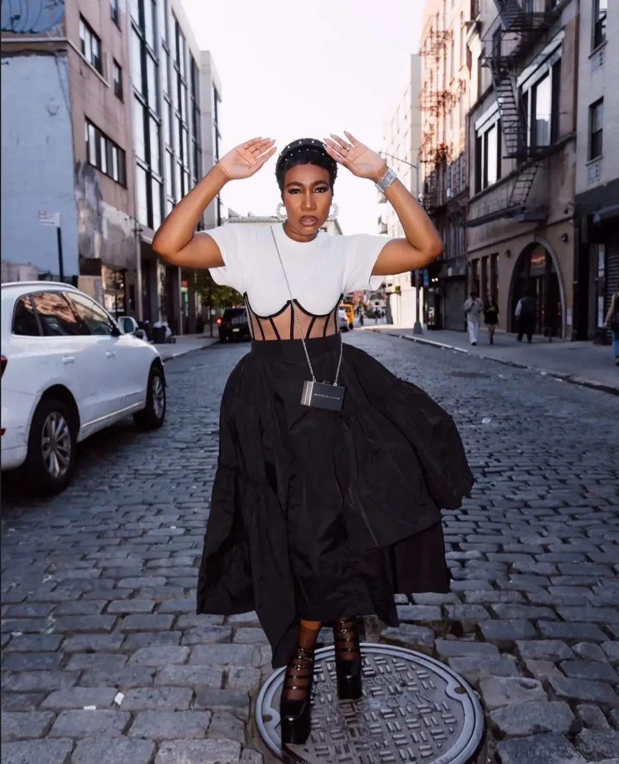 Black Taffeta Ankle Length Skirt