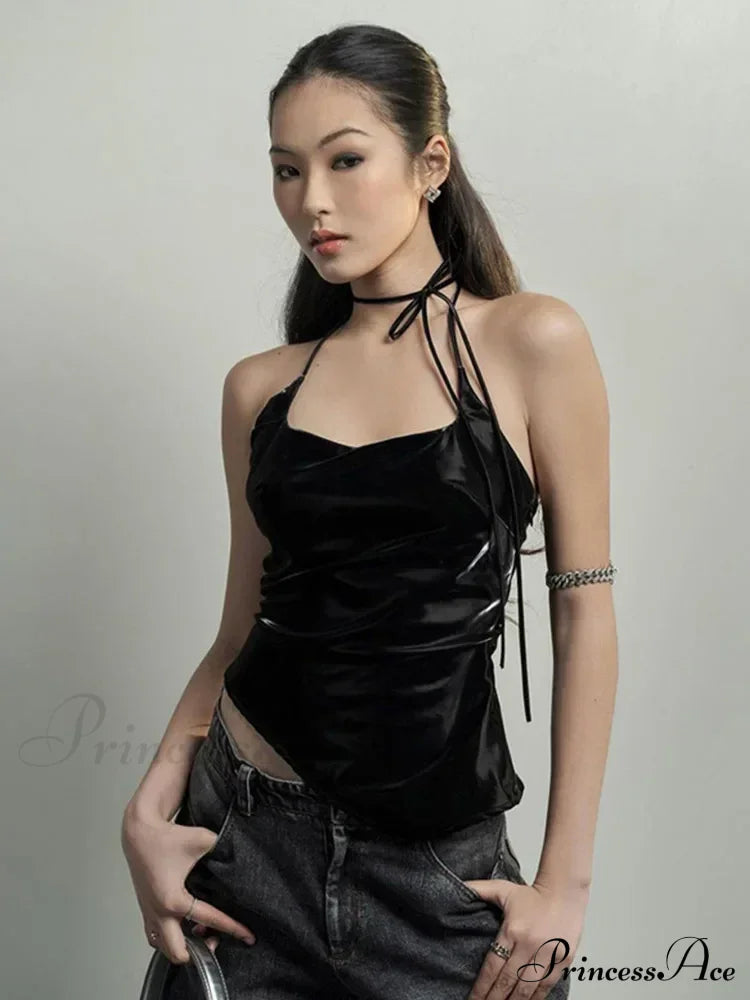 Black Trendy Personalized Young Girl Sexy Hot Cool Simple Women’s Vest Tank Top