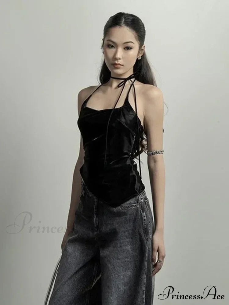 Black Trendy Personalized Young Girl Sexy Hot Cool Simple Women’s Vest Tank Top