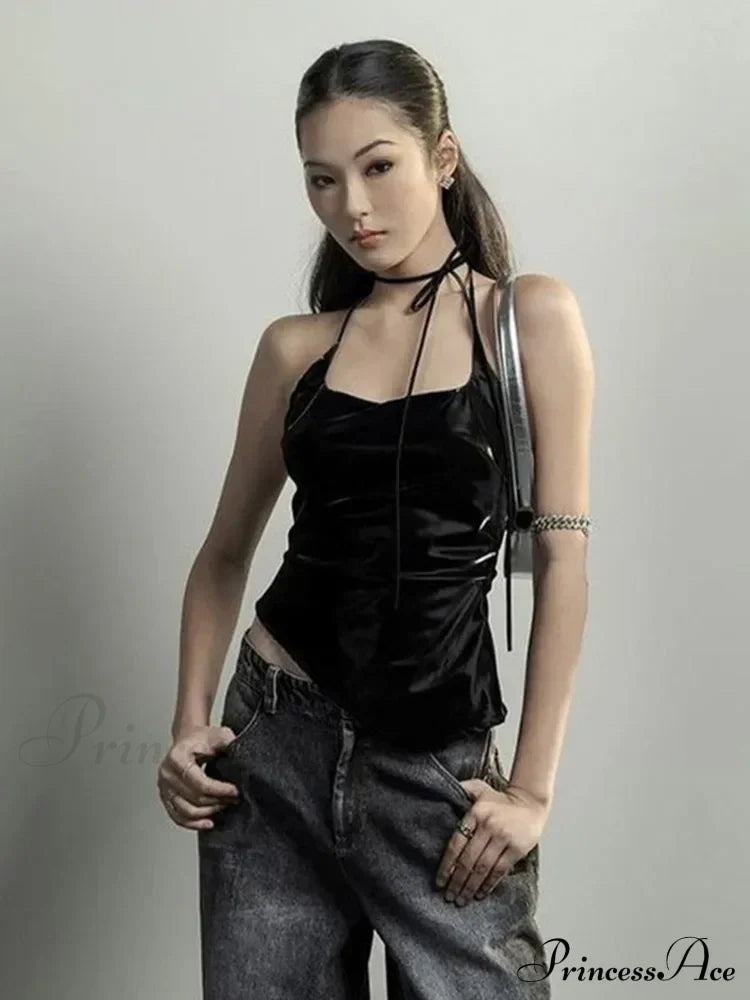 Black Trendy Personalized Young Girl Sexy Hot Cool Simple Women’s Vest Tank Top