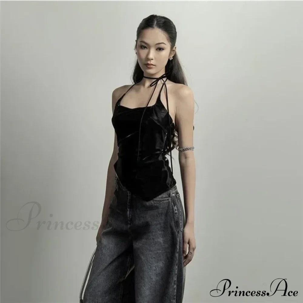 Black Trendy Personalized Young Girl Sexy Hot Cool Simple Women’s Vest Tank Top / S