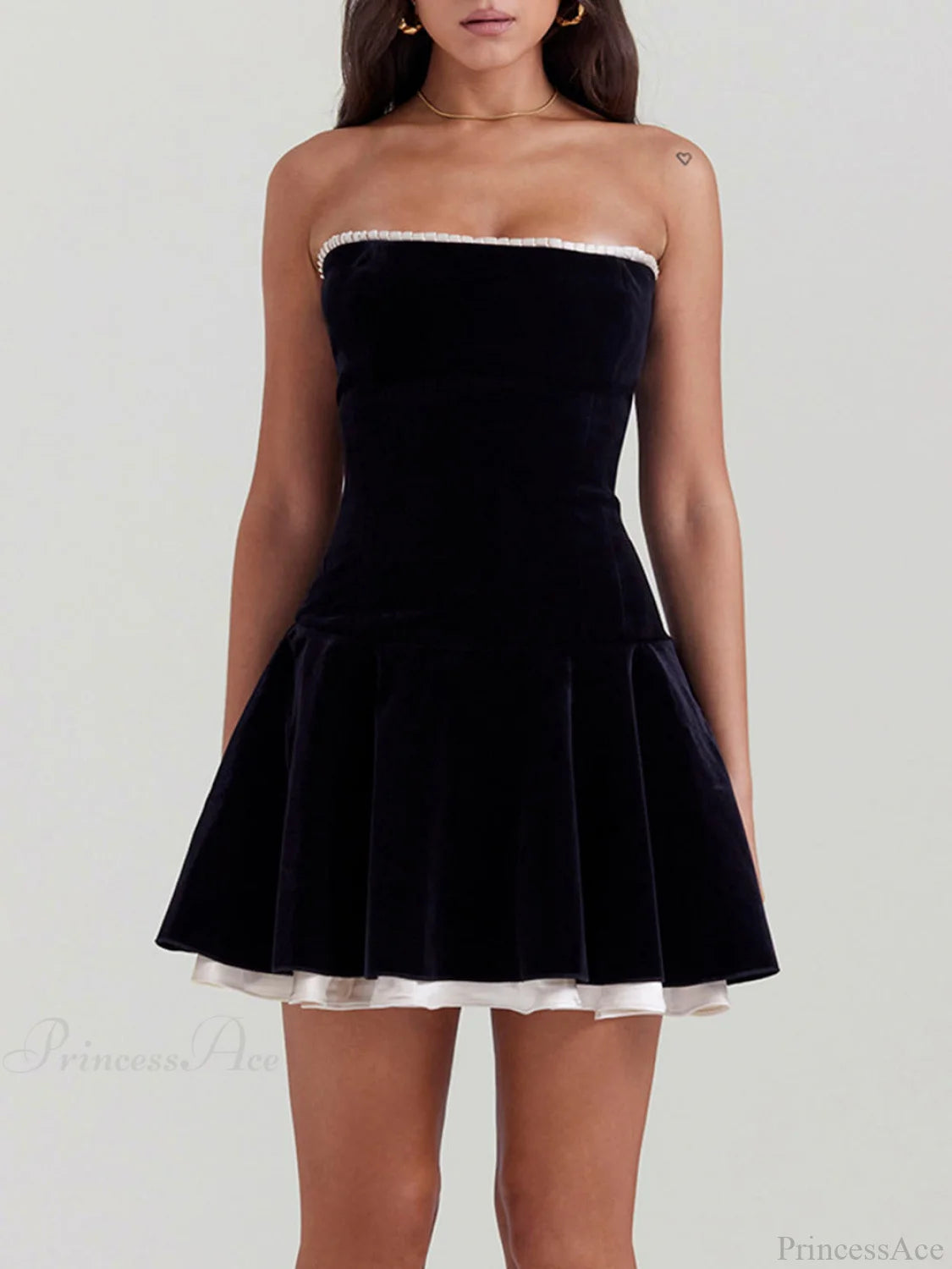 Black Velvet Stylish Strapless Dress Dresses
